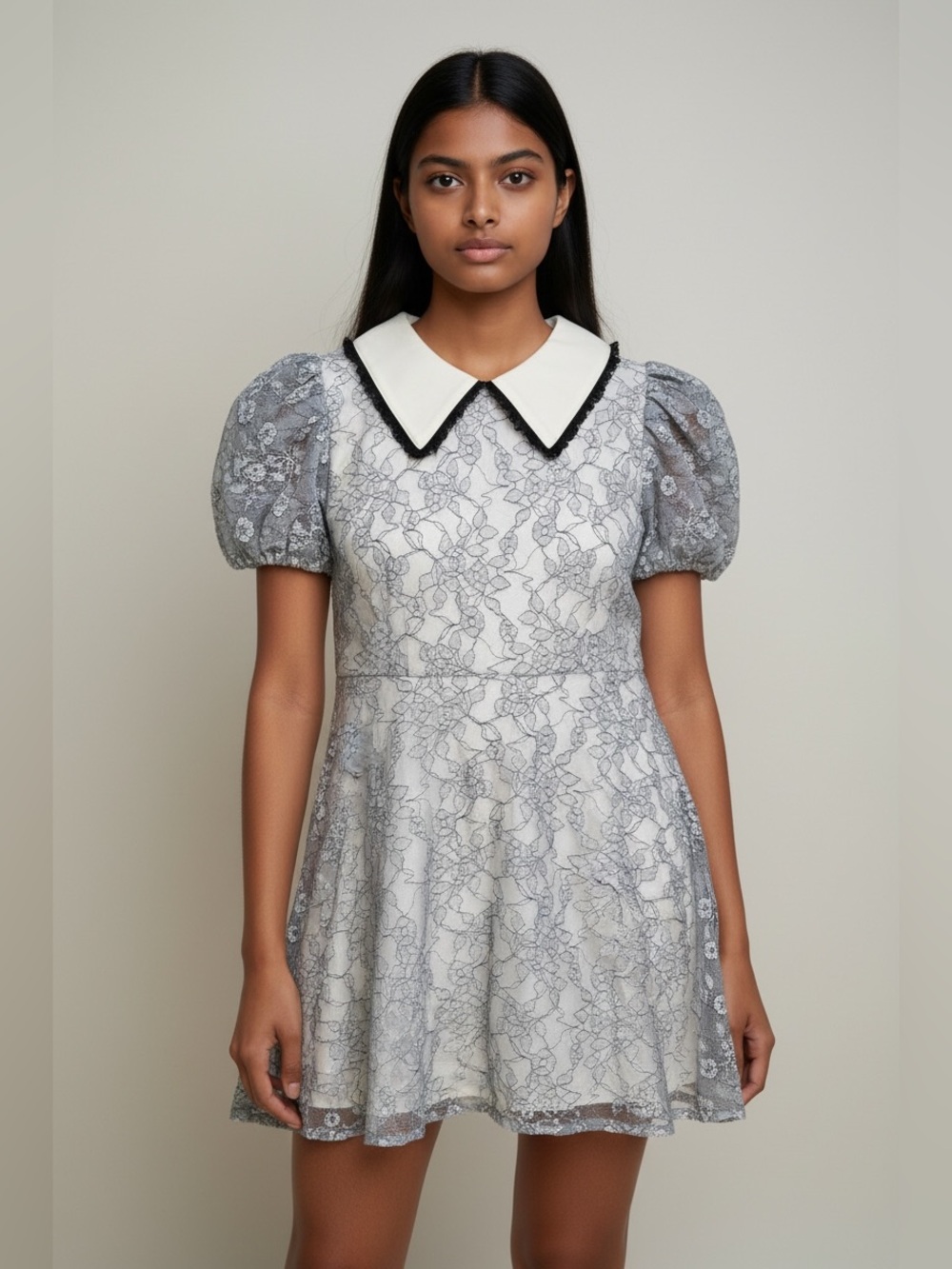 Sugar thrillz pan collar lace overlay dress medium